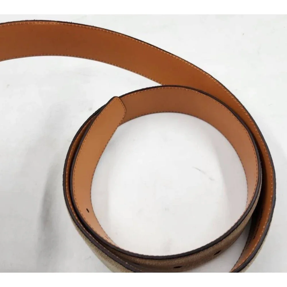 Magnanni Telante Suede & Leather Belt Men's 42 Taupe Nickel-Tone Square Buckle